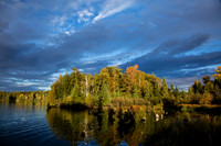 Dramatic sunset on Big Arborvitae Lake Wisconsin.