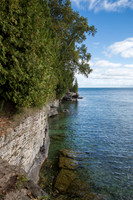 Shoreline cliffs meet Lake Michigan. WI
