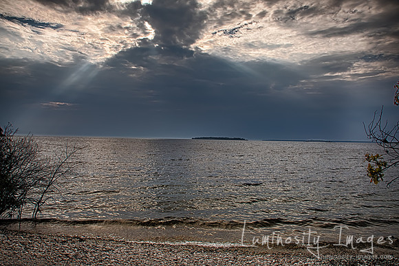 Dramatic sun rays on Green Bay. WI
