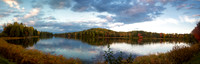 Autumn panorama sunset on northern wisconsin lake.