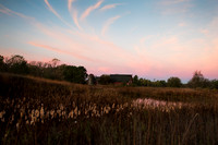Pastel sky at sunrise over barn. IL.